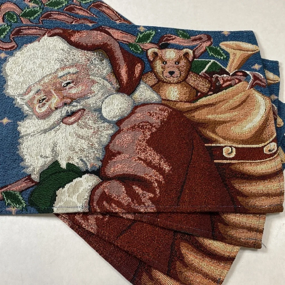 Vintage tapestry Santa Christmas place mats 4‎